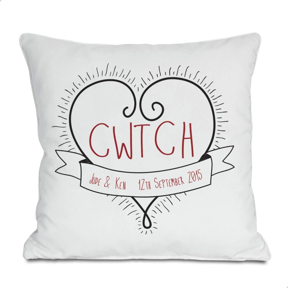The Gift Experience Personalised Pillow Cushion With Insert, Welsh, Cwtch, Home Decor, Personalised Gifts