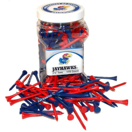 Team Golf NCAA Kansas Jayhawks Jar Of 175 Golf Tees 2-3/4" Golf Tees, 175 Pack, Regulation Size, Multi Team Colors - image 1