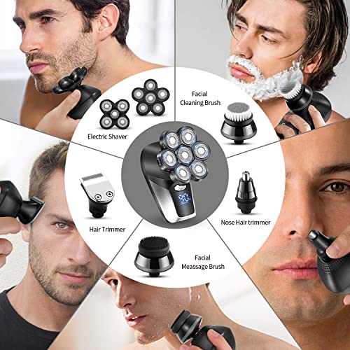 Vsmooth Head Shavers For Bald Men Rotary Shavers Multifunctional Close Face Shaving For Man Cordless Electric Shaver For Balding Head Men Waterproof Electric Razor Mens Rechargeable Bald Head Shavers #TOP3