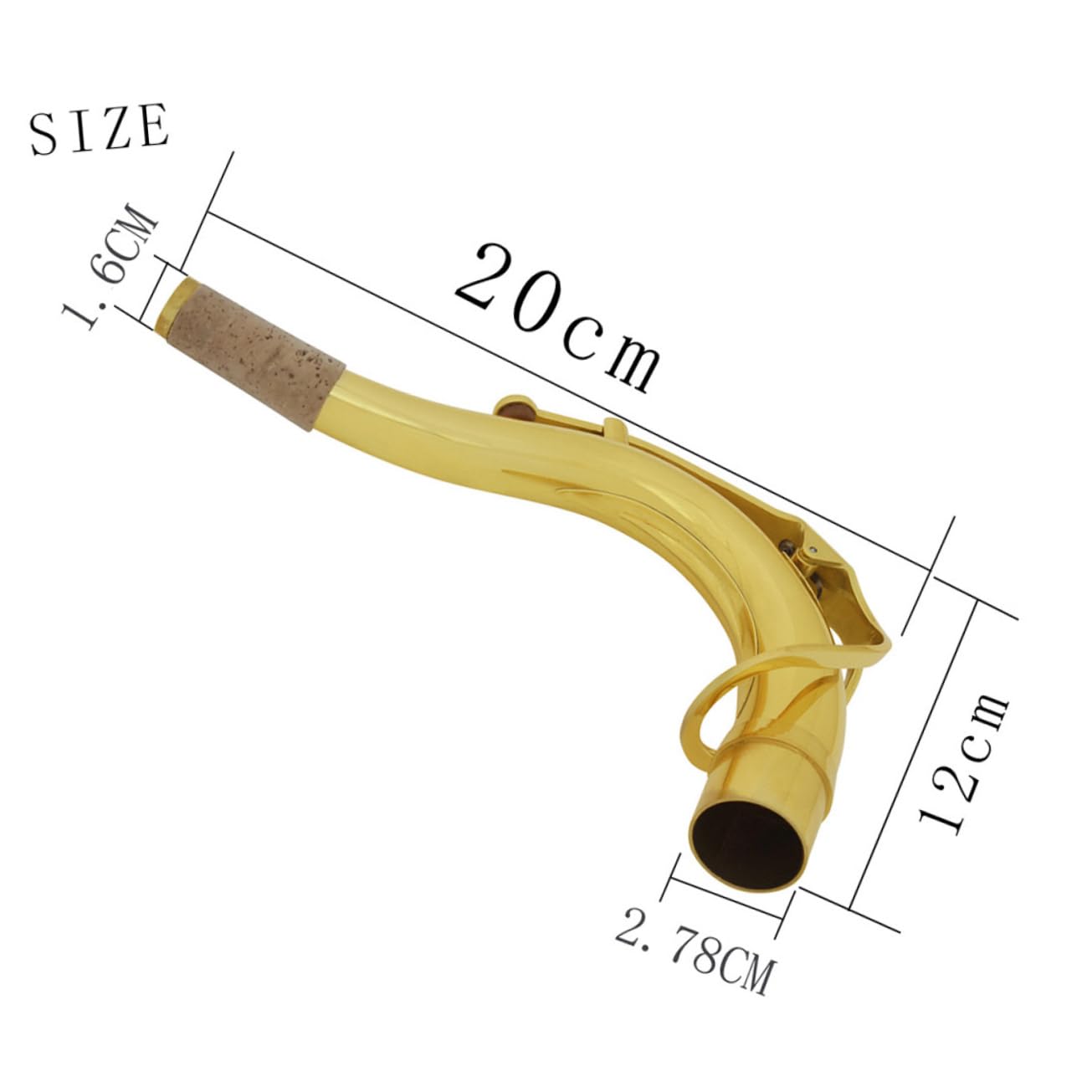 Kisangel Tubo de cuello saxófono cuello de saxo soprano accesorios saxo soprano cuello de la boquilla del saxofón accesorios saxo barítono latón plateado Dorado