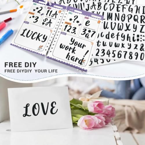 Outus 576 Pcs 8 Sheets Letters Stickers Vinyl Alphabet Number Decals Back to School Supplies for Water Bottles Cups Mailbox Scrapbooking Bulletin Board Classroom Decor(Black,1 Inch) by Outus - Image 4