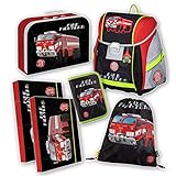 6tlg SET: Schulranzen, Schuhbeutel, Federmäppchen 1 zip, Heftbox A4 + A5, Kinderkoffer