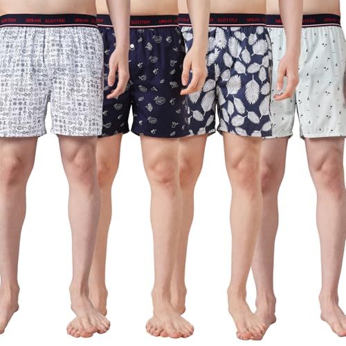 Image of Urban Scottish Ultra-Comfortable Men's Boxer Pants (Pack of 4), 100% Cotton with Stylish Print, Soft & Stretchy Elastic Waist Band, Dynamic Movement & Hardwearing Stitching,Breathable Gentle Snug Fit