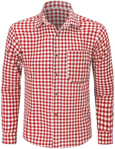 Chemise à carreaux homme manches longues pour l'Oktoberfest fête de la bière bavaroise