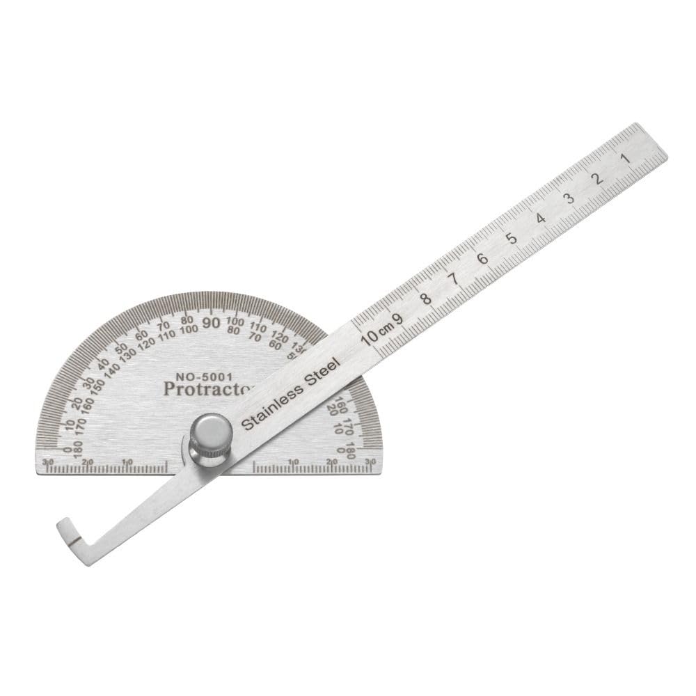 Urjumpea 180 Degree Spin Angle Finder Protractor Multifunctiona Stainless Steel Workman Round Head Measuring Ruler