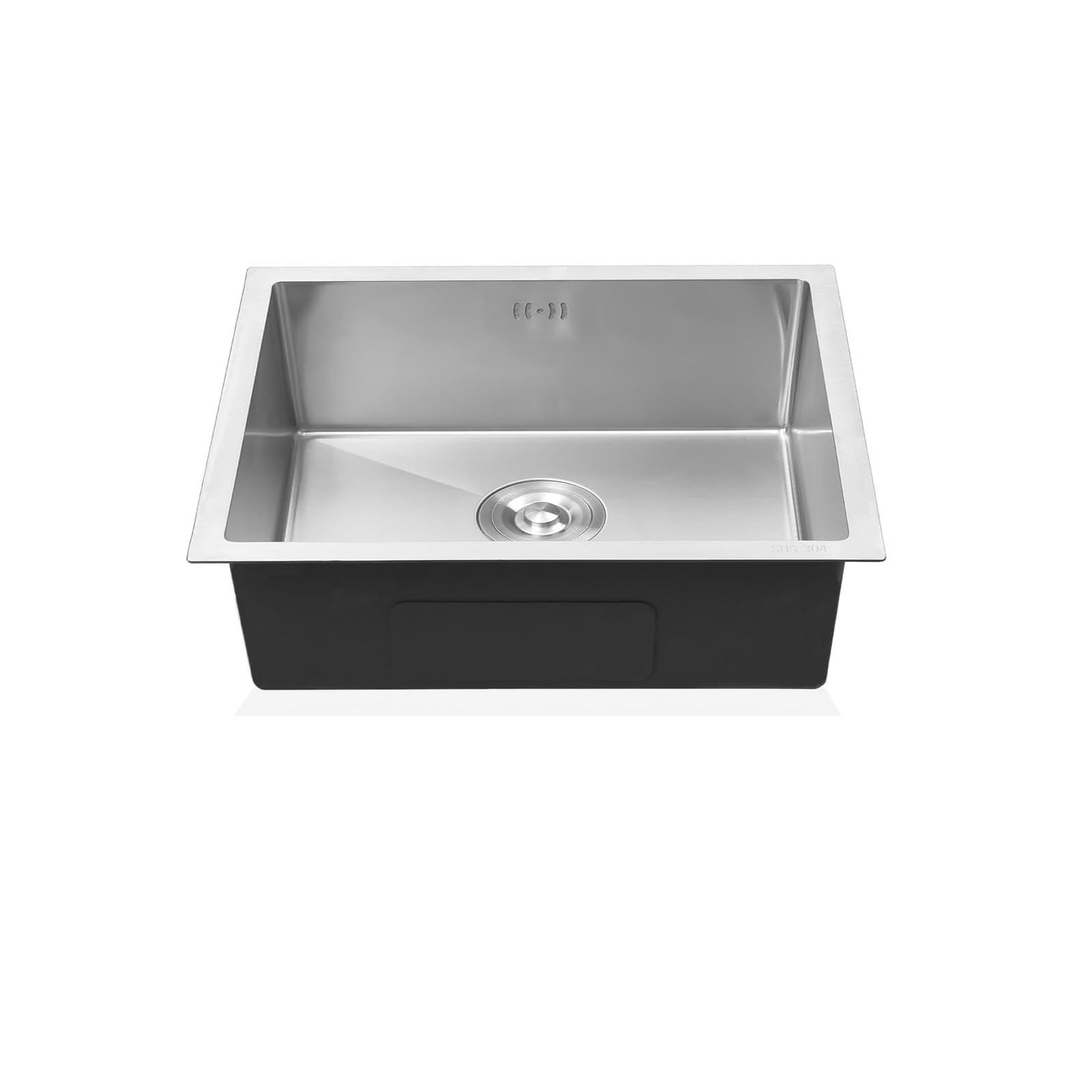 Pileta de cocina de doble instalación sobre o bajo encimera con sifón y sistema antirrebosamiento