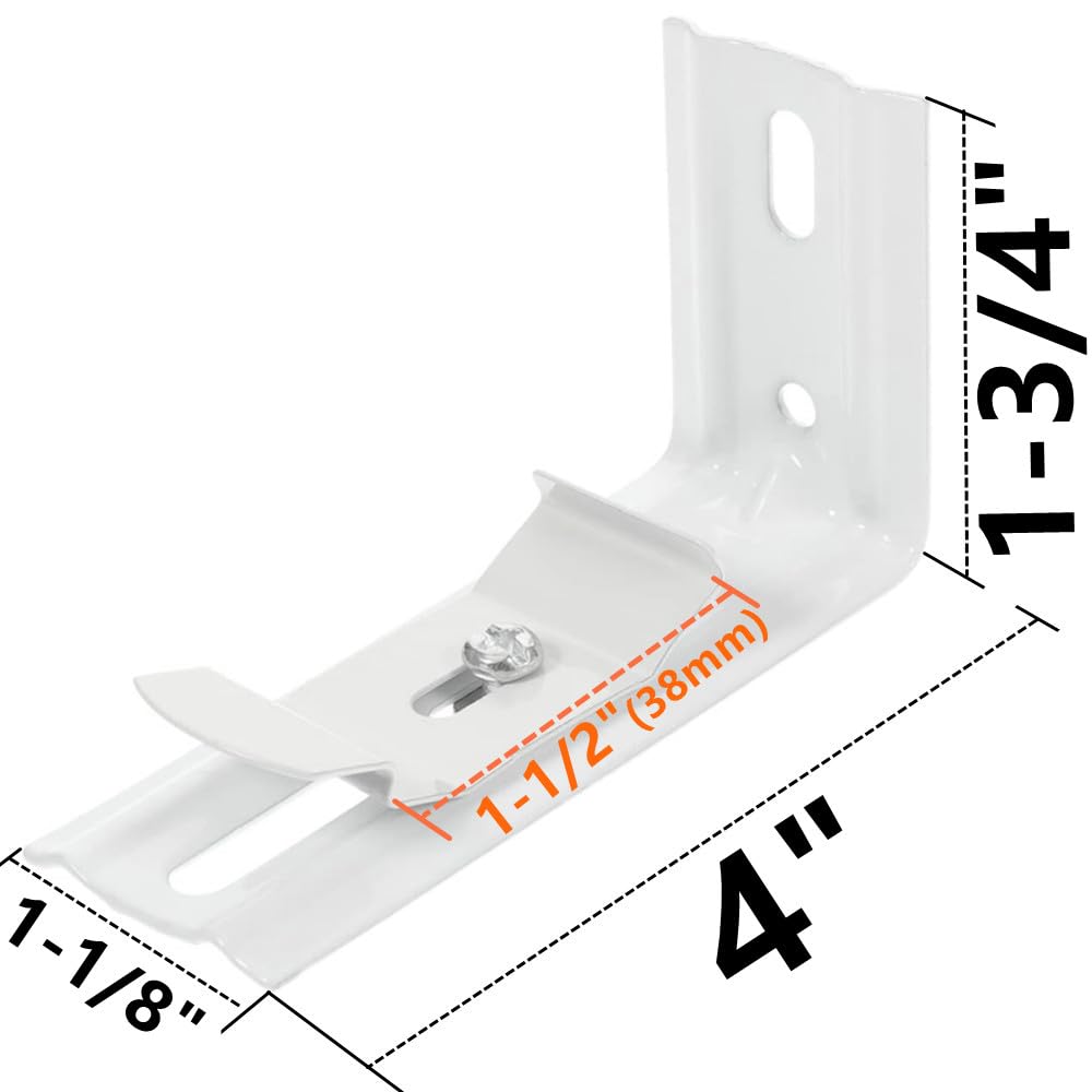 L Bracket 4pcs 4" Length White Color for Vertical Blinds with Headrail Width 1-1/2"(38mm) Outside Mounting Bracket Clips - Image 2