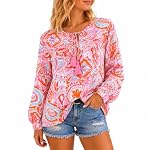 Zwillingsherz – Zwillingsherz Damen Bluse Tunika mit Blumenmuster, Langarm m