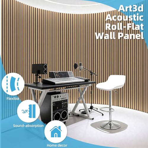 Image of Art3d Roll-Flat Design Acoustic Wood Slat Wall Panels, 2-Pack, Boxwood