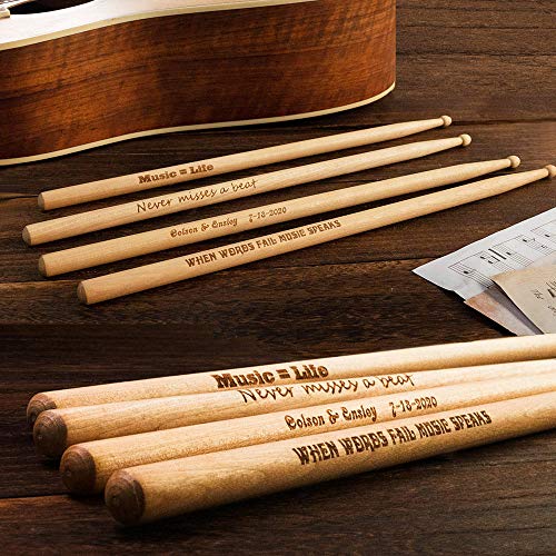 Baquetas personalizadas de madera grabadas 2 piezas 5A con texto en inglés miniatura 2