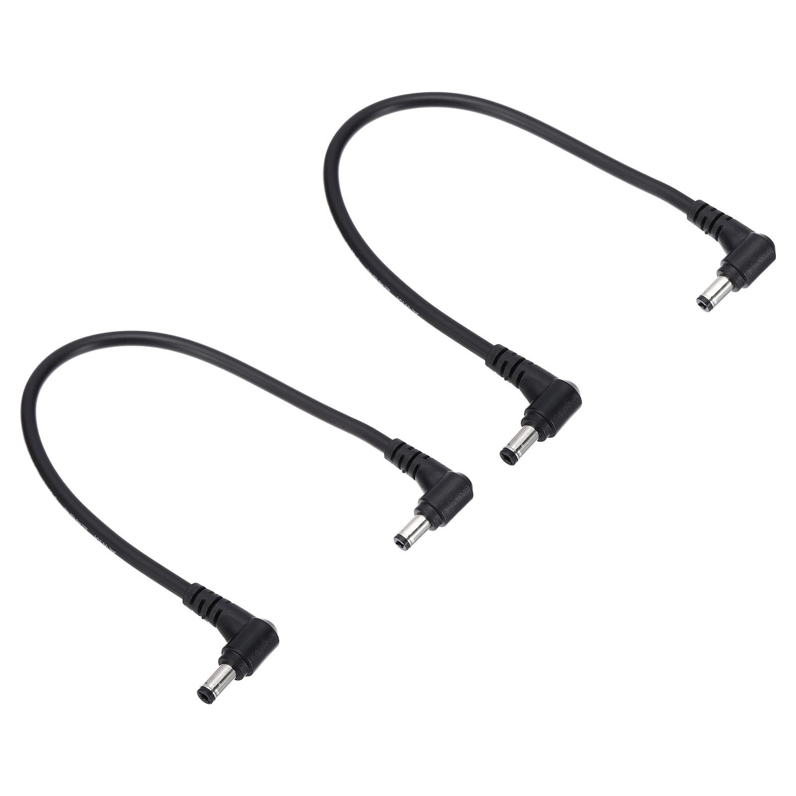 PATIKIL Kabel zasilający USB 1 ft 5,5 x 2,1 mm męski na męski kabel zasilający DC, 2 sztuki 18AWG, adapter drutowy 90 stopni, kabel wtykowy kątowy do taśm LED, routera DVR, kamery monitorującej.