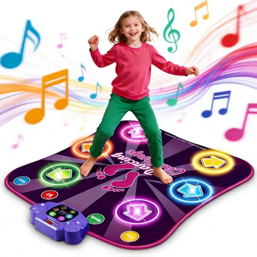 Kids Dance Mat for Girls - Toys for 4 5 6 7 8-10 Year Old Girl Birthday Gifts - Girl Toys for Ages 5-7 6-8 8-12 - Electronic Dance Pad with Light Up 6 Button...