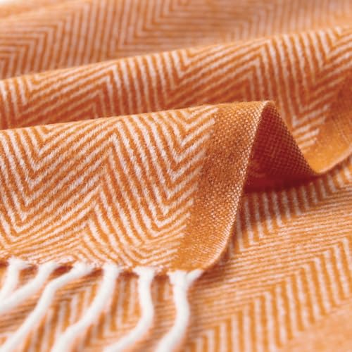 Jeté de canapé doux orange couverture lit légère à chevrons 127x152