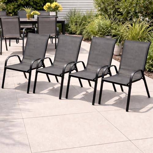 Mojawo 4 Stück Stapelsessel Gartenstuhl Gartensessel stapelbar mit...