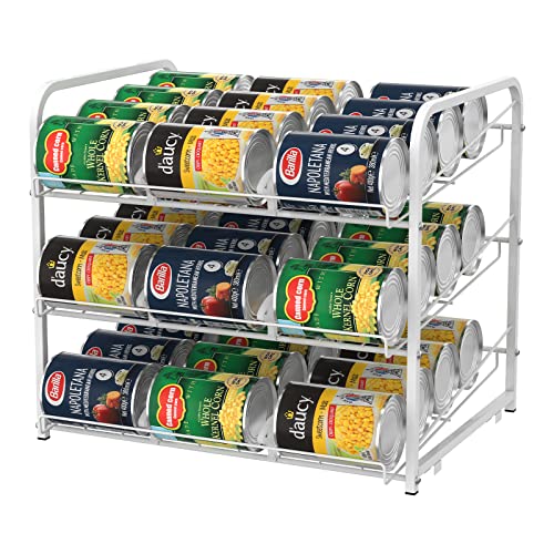 NORCEESAN Étagère de rangement empilable à 3 niveaux pour canettes, garde-manger, distributeur de canettes pour 36 unités, blanc