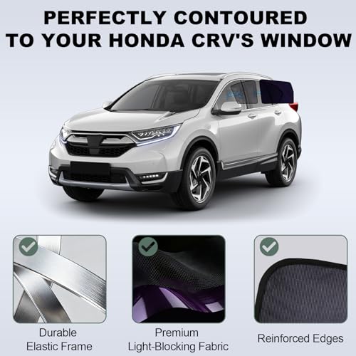 Image of Car Window Shades for Honda CR-V 2017-2022 | 4PCS Static Cling Set - Transparent Front Half Window & Semi-Transparent Rear Side Sun Shades, UV Protection, Heat Blocking, Privacy for Kids & Pets