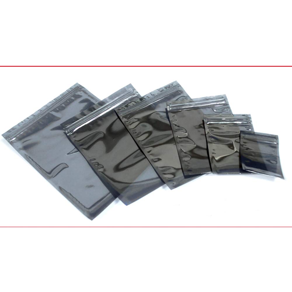 Lot de 100 sacs anti-statiques ESD - 5 tailles - Blindage anti-statique - Ziplock - Réutilisables - Pour appareils électroniques - 100 x 6 x 9 cm/8 x 12 cm/10 x 15 cm/15 x 21 cm/21 x 23 cm