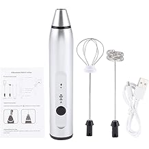 Tyenaza Electric Milk Foamer, Rechargeable Milk Foamer Electric Coffee Mixer Handheld Egg Beater Home Kitchen Appliances (Plata)