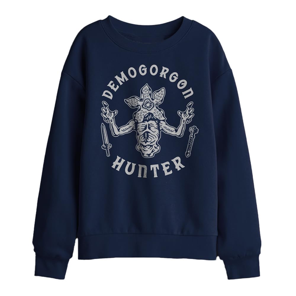 Stranger Things Demogorgon Hunter Kids Sweatshirt, Athletic Heather, 12-13