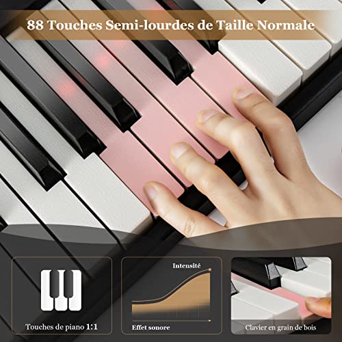 COSTWAY Piano Numérique Pliable à 88 Touches avec Pupitre,Clavier Electrique Portable avec Touche Lumineuse,2 Modes d… - Les Beatles, Paul McCartney, John Lennon, RIngo Starr, George Harrison COSTWAY Piano Numérique Pliable à 88 Touches avec Pupitre,Clavier Electrique Portable avec Touche Lumineuse,2 Modes d… – Image 8
