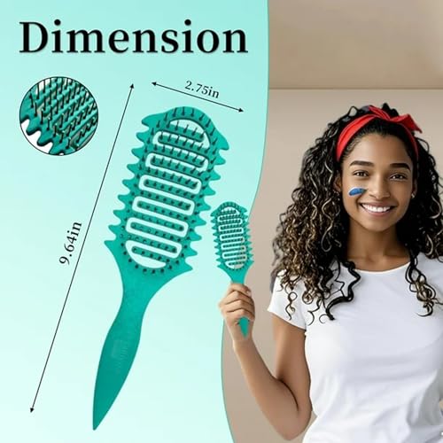 Image of Combelle Curl Defining Brush - 24 cm Vented Detangling & Volumizing Hair Brush for Curly Hair - Vegan Boar Bristles, Ergonomic Handle, Reduces Frizz & Defines Curls (Mint)