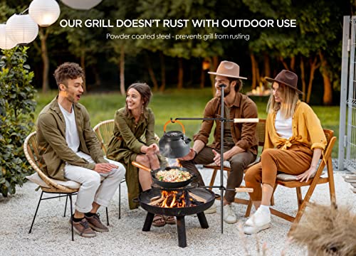 Campfire Grill Grate Fire Pit Grill Grate Open Fire Cooking Equipment Swivel Campfire Grill With Heat Resistant Adjustable Griddle Plate To Cook Food Over Open Camp Fire For Outdoor Camping Bbq Black #TOP4