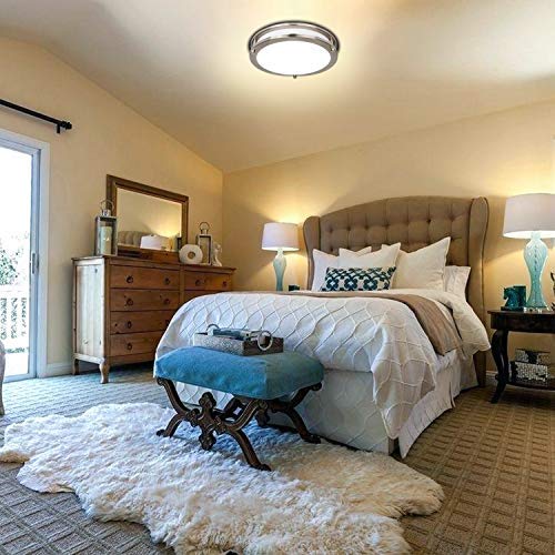 10 Inch Flush Mount Led Ceiling Light Fixture, 17W 1100Lm, 2700K/3000K/3500K/4000K/5000K Adjustable Ceiling Lights, Brushed Nickel Saturn Dimmable Lighting For Hallway Bathroom Or Kitchen #TOP7