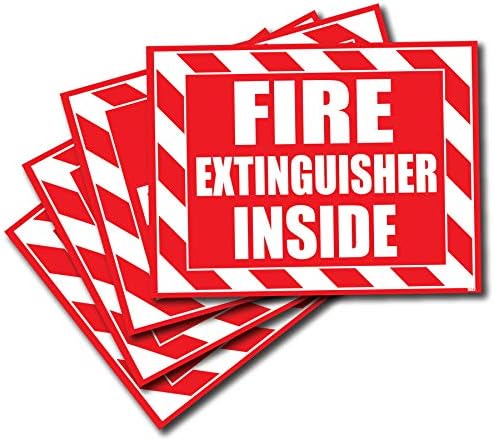 (4 Pack) Fire Extinguisher Inside Sticker Decal Sign Self Adhesive for Trucks or Equipment