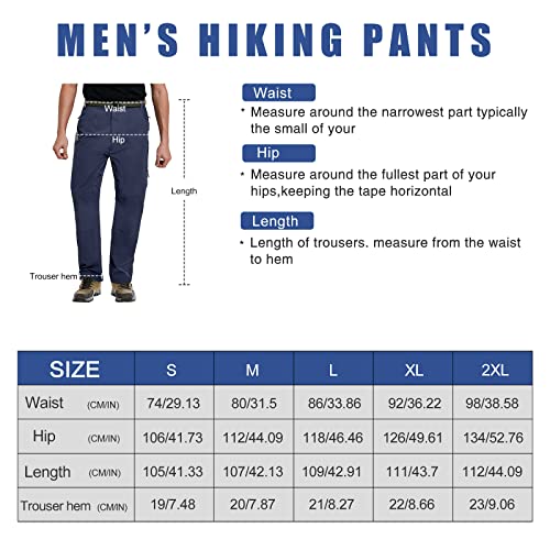 Feixiang Men's Hiking Pants Lightweight Tactical Cargo Pants Quick Dry Outdoor Waterproof Hiking Pants With 4 Zip Pockets Navy Blue #TOP5