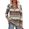 Sampeel Sweaters for Women Soft Sweatshirts Winter Clothes Blouses Dressy Business Casual Outfits Boho Tops Trendy Brown Stripe M