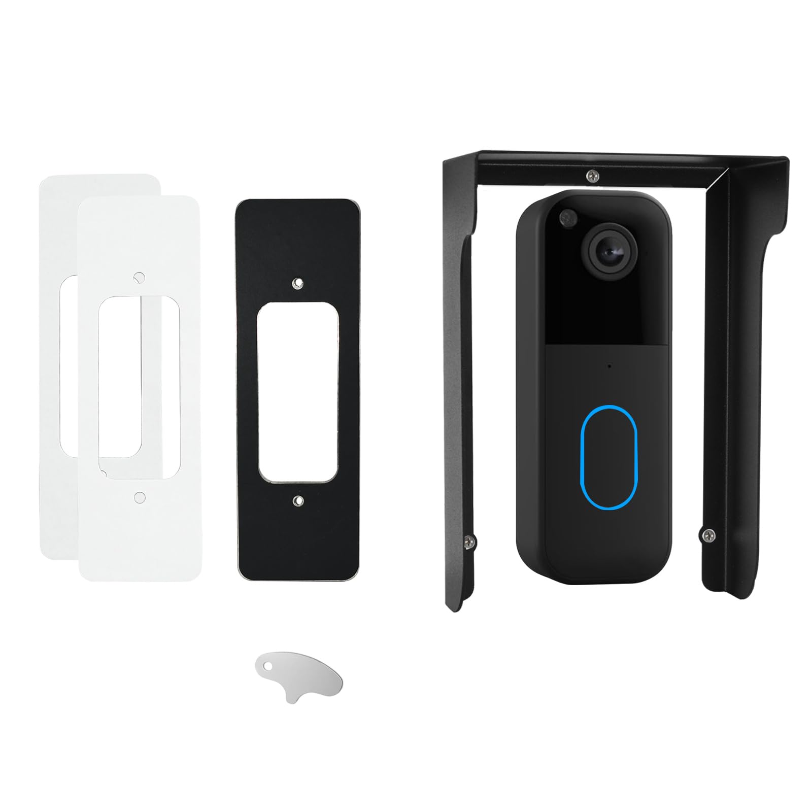 Metal Doorbell Cover Compatible with Ring/Blink (New Model)/Google Nest/Arlo/Eufy/AOSU, Metal Doorbell Mount No Drill Compatible with Blink Video Doorbell 2nd Gen (New Model), 1 Pack Key Tool