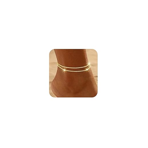 Amicon Gold Anklets for Women Waterproof 14k Plated Gold Layered Ankle Bracelets for Women Trendy Cute Simple Anklets Beach summer Jewelry Minimalist Gift for Women