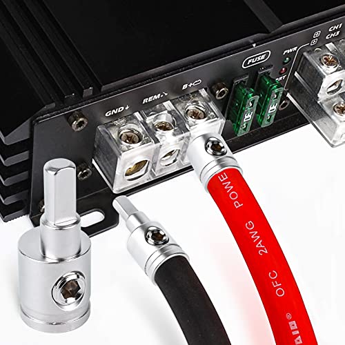 Image of 4PCS Heavy-Duty Car Stereo Audio Wire Reducer - 0 Gauge to 4 Gauge for Amp Input, AWG Pin Power & Ground Connection