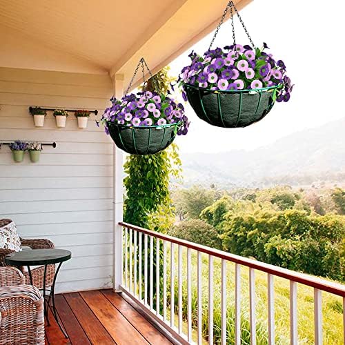 (Set of 10) 12" Inch Natural Green Jute Hanging Basket Liner Round Shaped Jute Fiber Replacement liner Precut Basket Shaped Thick Plant liner Wall Basket liner For Garden Flower Vine Pot vegetables