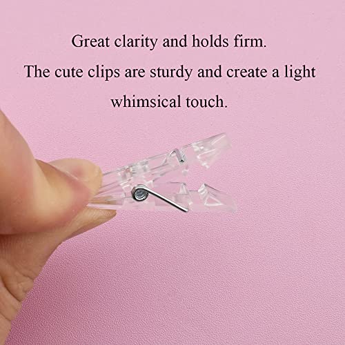 Image of HAHIYO Plastic Clothespins Good Clarity Clips Strong Sturdy Firm Hold Clamp Tight Easy Use No Pin Hole on Fabric for Hanging Photos Postcards Memos Baby Shower Paper Line, Transparent, 1.38 inches