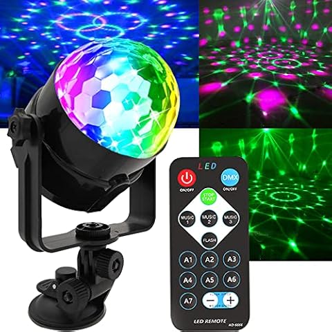 Disco Light Disco Ball Party Lights Portable Rotating Dj Lights Sound Activated Strobe Light Rave Light with Remote Control and USB Power for Car Parties Birthday Dance Wedding Show Club Pub Xmas Cover