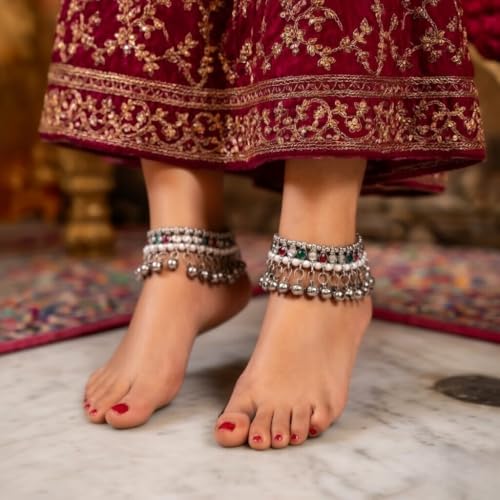 Image of Efulgenz Indian Anklets Bridal Payal Ghungroo Jhanjara Bells Ankle Bracelet