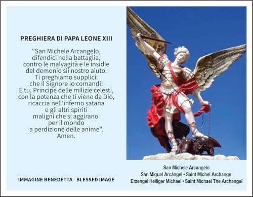 I G J LOTE DE IMÁGENES CON ORACIÓN DE SAN MIGUEL ARCÁNGEL CON ORACIÓN EN 5 IDIOMAS: ITALIANO/ALEMÁN/INGLÉS/FRANCÉS/ESPAÑOL