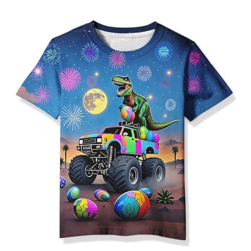 Image of Linnhoy Kids 3D Print Fashion Graphic T-Shirts for Boys Girls 6-16 Years | Unisex Colorful Short Sleeve, Crewneck, Breathable Fabric, Suitable for Daily Sport Festival Wear