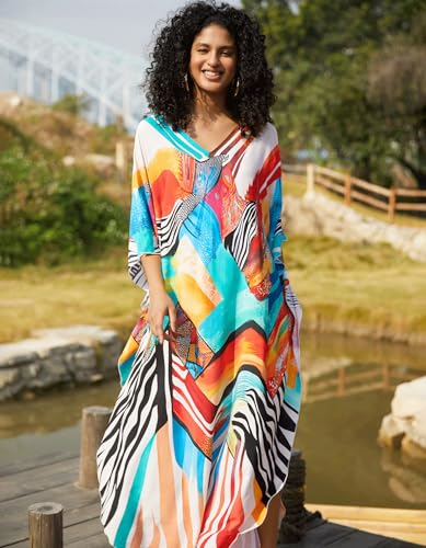 Image of NFVNKJ Women's Plus Size Beach Lounge Kaftan Maxi Dress Swimsuit Coverup for Women