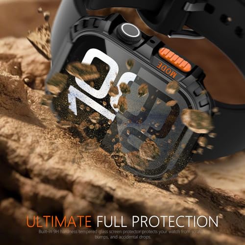 Funda impermeable para Apple Watch 11 de 46 mm con parachoques negro y naranja 3