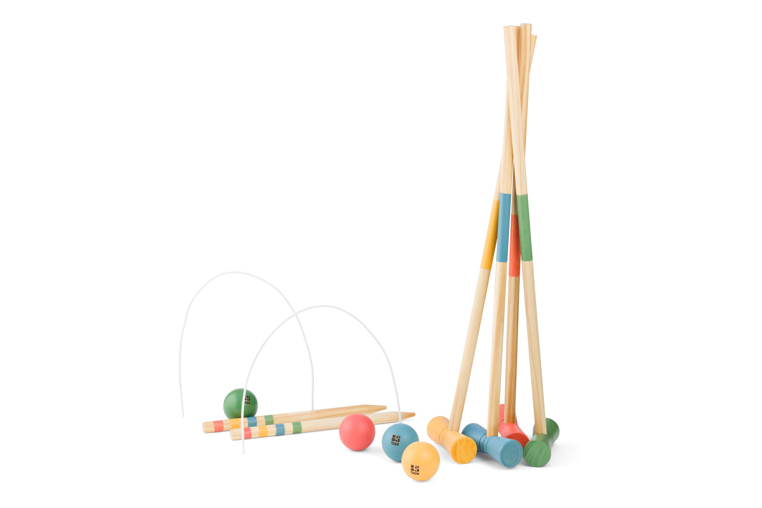 BS Toys – Holz-Krocket-Set – Schlagen Sie die Bälle durch die Tore – 2-4 Spieler – Ab 3 Jahren