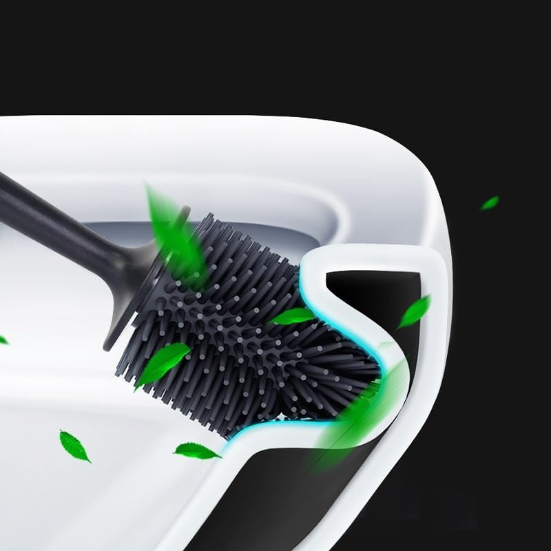Escobillero y Portaescobillas Juego de escobilla baño con Base for la Limpieza Diaria del hogar Limpieza Profunda(Negro)