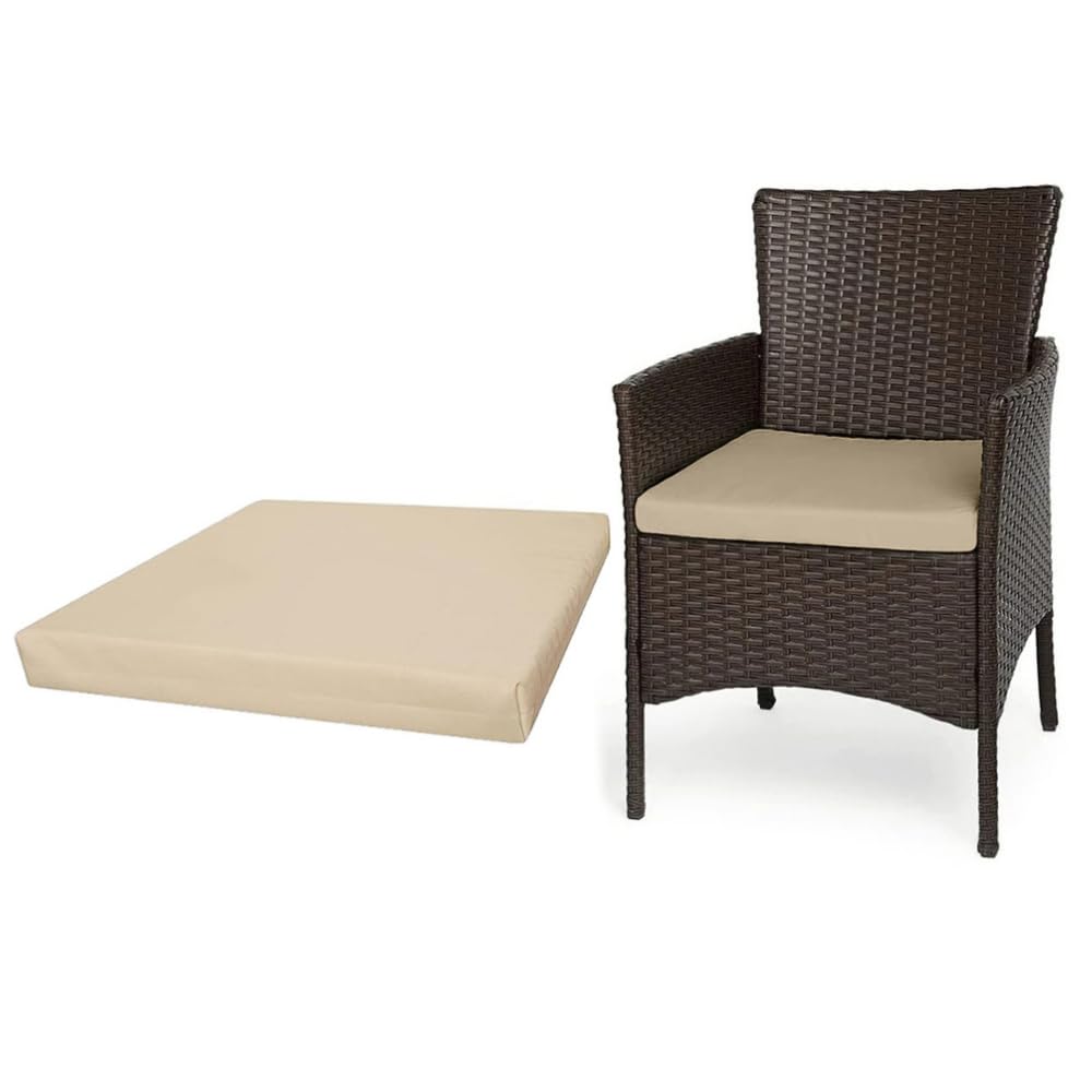 A ATH COLLECTION Rattan Seat Pads Cushion Pad Indoors Outdoors 100% Water Resistant Garden Furniture Chair Pads Office Garden Patio Chair Cushions Seat Pad (47cm x 47cm x 5cm, Cream)
