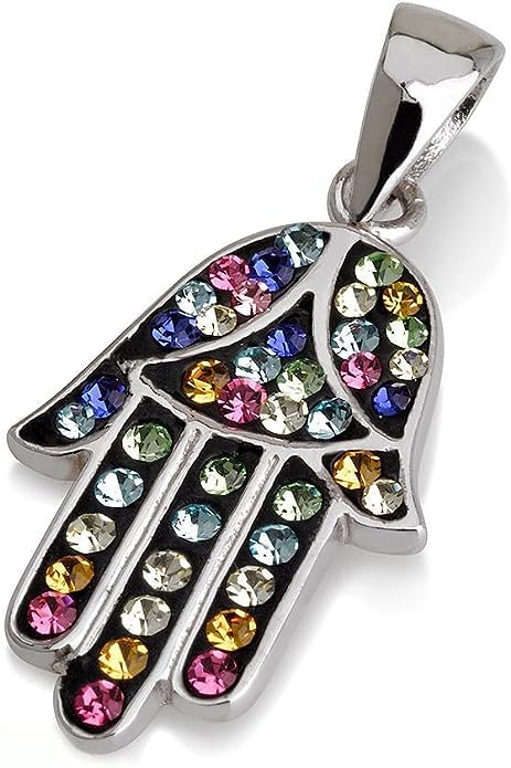 Pendentif Hamsa Argent Pierres de Couleur : Finis les Bijoux Ternes