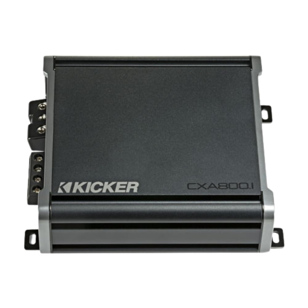 KICKER CX Series 46CXA8001T Mono Subwoofer Amplifier w/ 46CK8 Amp Wiring Kit & 46CXARCT Dash Mount Wired Remote and DIAS Keychain