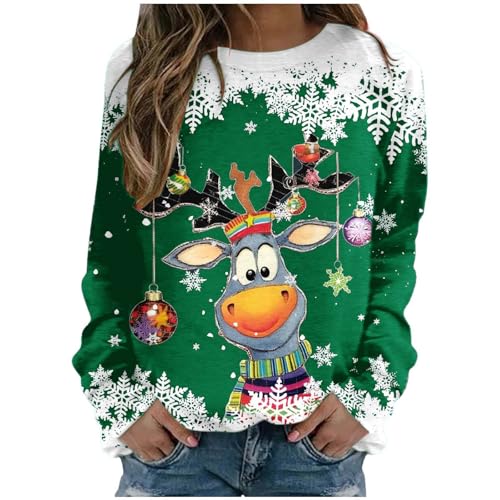 Genérico Jersey de Navidad para Mujer,Sudadera Personalizada Camisa Cómodo y Cálido Suéter Casual Sudadera Fiesta navideña Moda Originales Top Otoño e Invierno