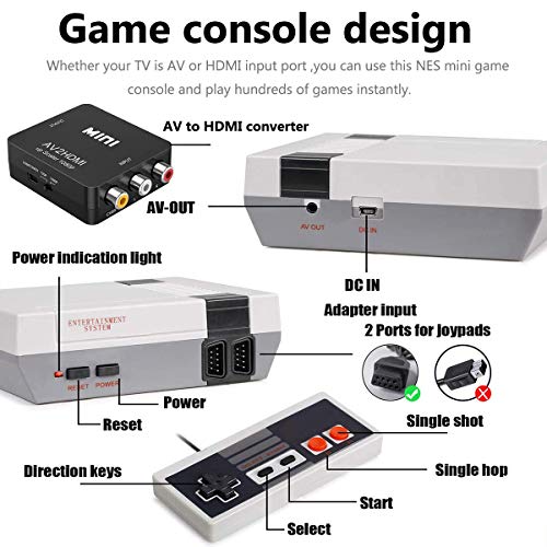 Retro game console, AV and HDMI HD Output - NES Console with Built-in 620 NES Classic Edition Retro Games and 2 Controller.Supporting & TV Connection,-Double bond - Thumbnail 5