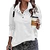 SHEWIN Women’s Casual Long Sleeve Stand Neck Sweatshirt Lightweight Button Drawstring Pullover Tops