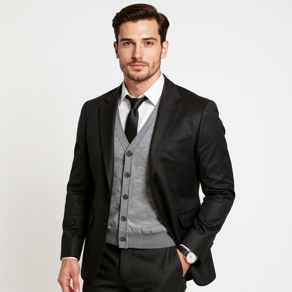 | Men's Cardigan - V-Neck Sweater | Woolmark Certified